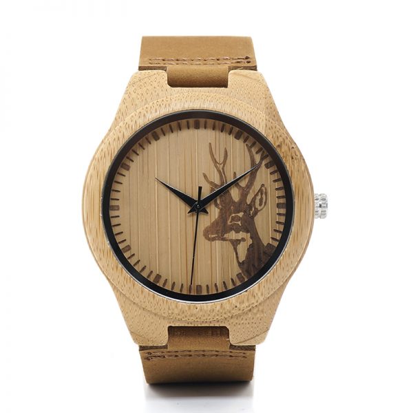 Bamboo Wooden Watch Leather Strap