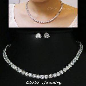 Round CZ Crystal Necklace and Earrings