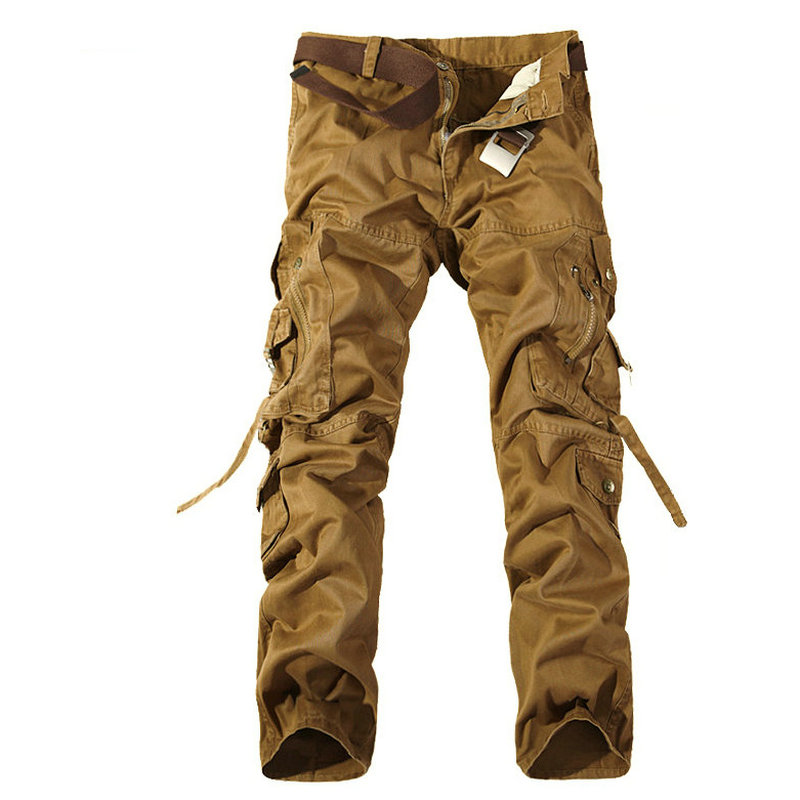 Multi-Pocket Solid Men's Cargo Pants Man Trousers - Lalbug.com