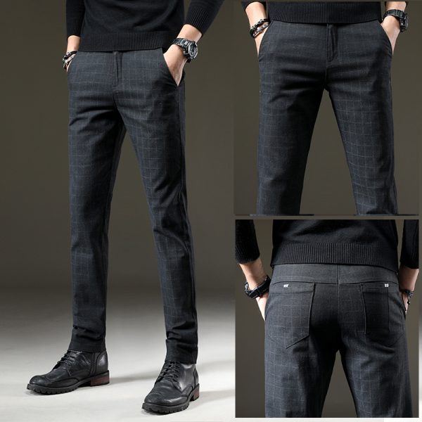 Men Casual Pants Elastic Long Trousers
