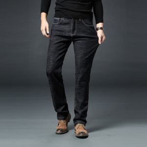 Warm Men's Jeans Thick Stretch Denim Jeans