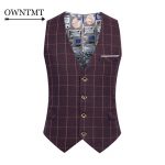 Man Fashion Suit Vest Male Plaid Suit Waistcoat