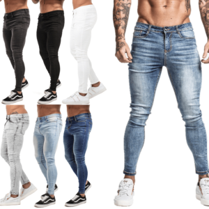 Men Skinny Jeans Distressed Denim Stretch Jeans