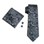 100% Silk Classic Ties Mens Tie Black Paisley
