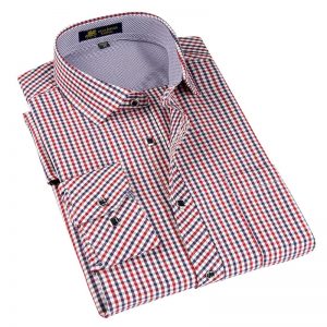 Men Classic Plaid Shirt Long Sleeve Dress Shirts