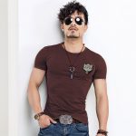Wolf embroidery Tshirt Cotton Short Sleeve T Shirt