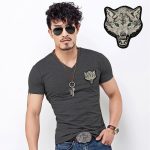 Wolf embroidery Tshirt Cotton Short Sleeve T Shirt