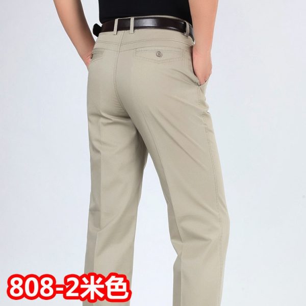 Men Casual Pants High Waist Cotton Leisure Trousers