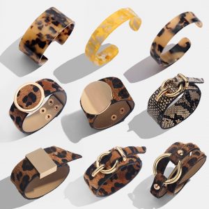 Leopard Bangle Bracelets Vintage Leather Bracelet