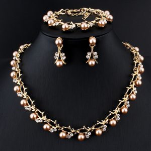 Imitation Pearl Wedding Necklace Earring Bridal Jewelry