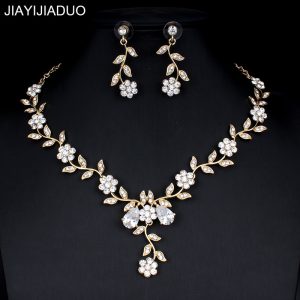 Classic Bridal Jewelry Cubic Necklace Earrings