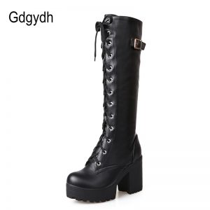 Knee High Boots Leather Shoes