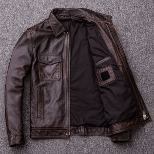 Vintage Leather Jacket Men's Coat