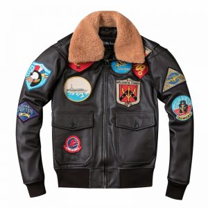 Pilot Leather Jacket Wool Collar Coat