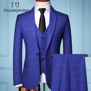 Male Formal Business Plaids Suit