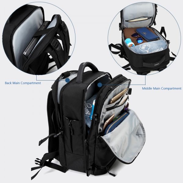 Men Backpack USB Charging Travel Bag