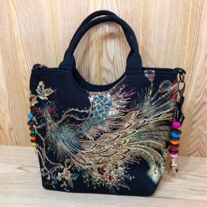 Sequins Peacock Embroidered Bags