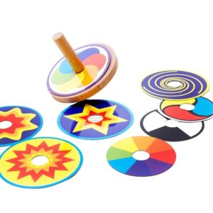 Wood Spinning Top Colorful Drawing