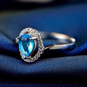Luxury Natural Aquamarine Topaz Ring
