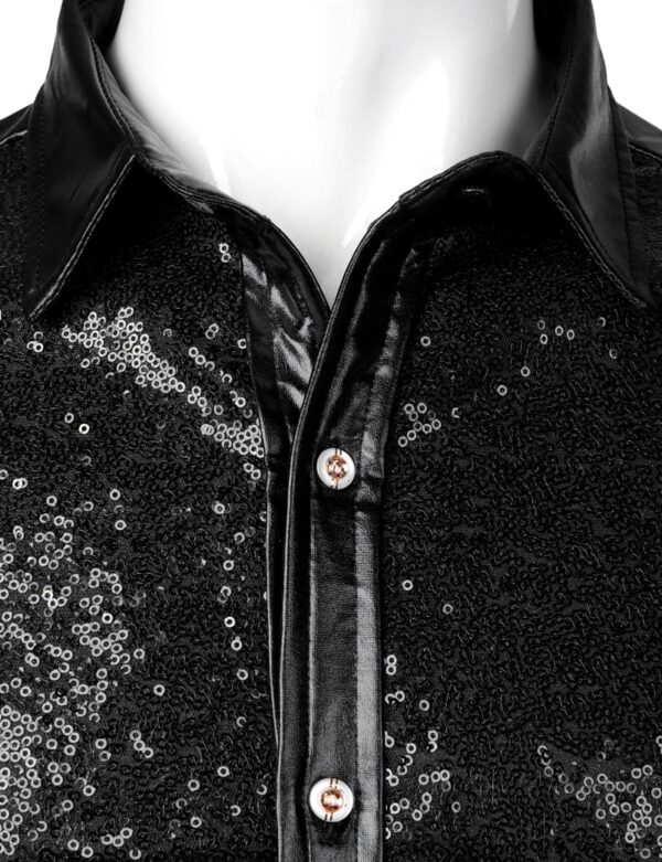 Black Sequin Glitter Dance Shirt