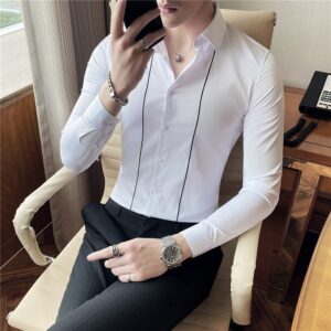 Long Sleeve Embroidery Stripes Shirts