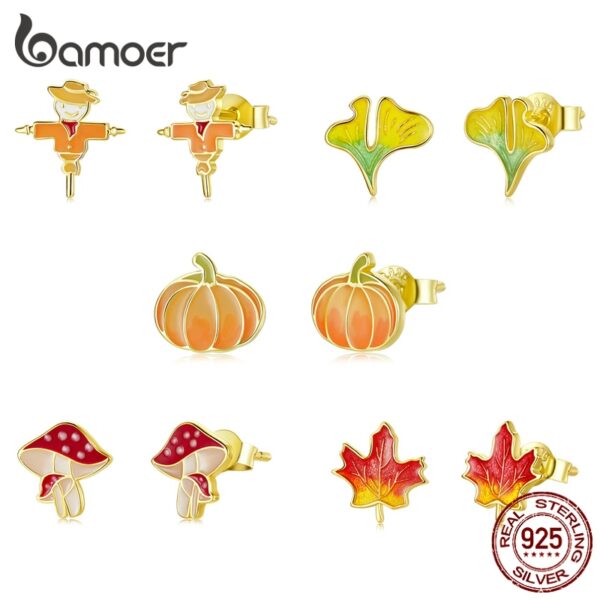 Maple Leaf Mushroom Pumpkin Earrings