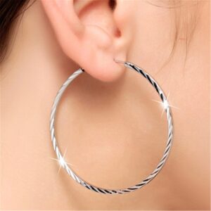 Silver Hoop Earrings Fashion Jewelry