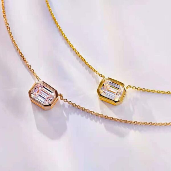 1.5 Carat Square Diamond Pendant Necklace