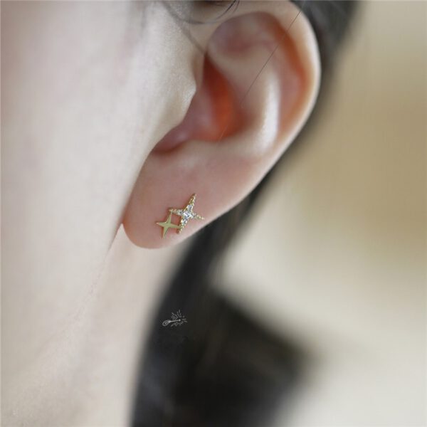 Japanese Crystal Star Gold Earrings
