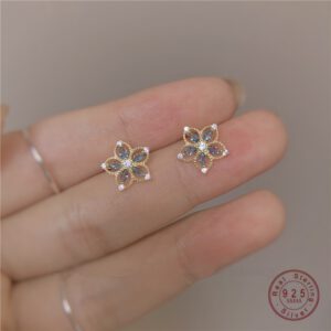 Japanese Hollow Crystal Flower Earrings