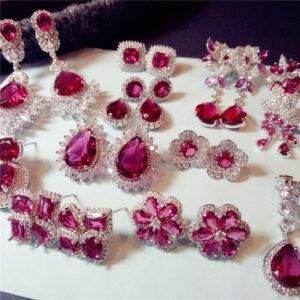 Luxury Ruby Gems Drop Earrings