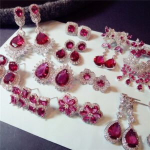 Luxury Ruby Gems Drop Earrings
