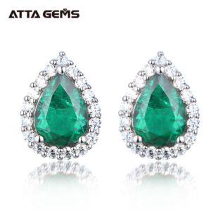 Moissanite Diamonds Emerald Gemstone Earrings