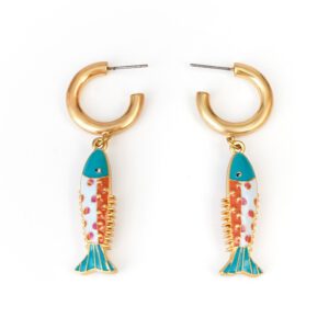Enamel Kiss Fish Pendant Earrings