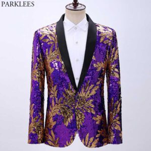 Floral Sequin Glitter Suit Blazer