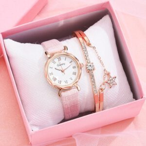 Casual Bracelet Watch Ladies Rhinestone Watches 2pcs
