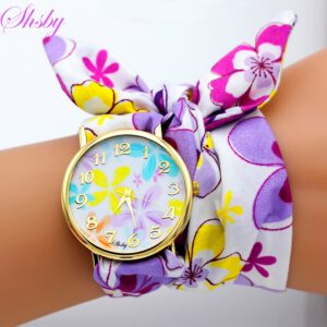 Flower Cloth Wristwatch Women Dress Watch
