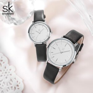 Shengke Couple Watches Leather Wrist Watch