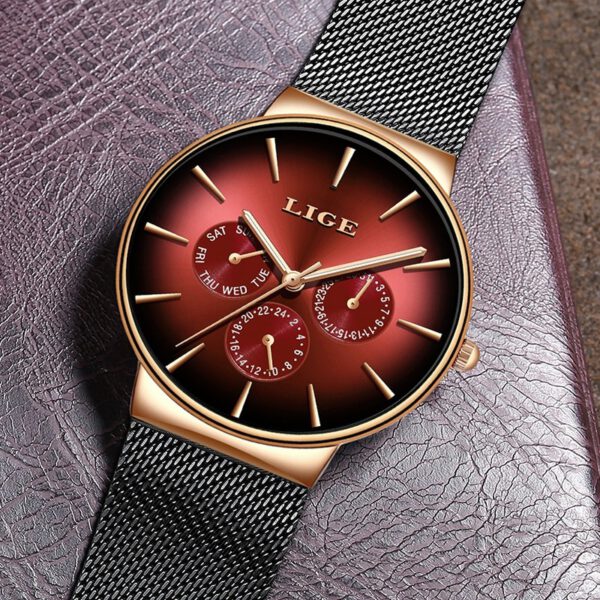 LIGE Mens Watches Luxury Quartz Watch