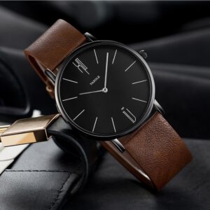 Men Leather Watch Luxury Quartz Watches