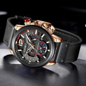 Mens Sport Watches Leather Chronograph Watch