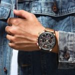 Mens Sport Watches Leather Chronograph Watch
